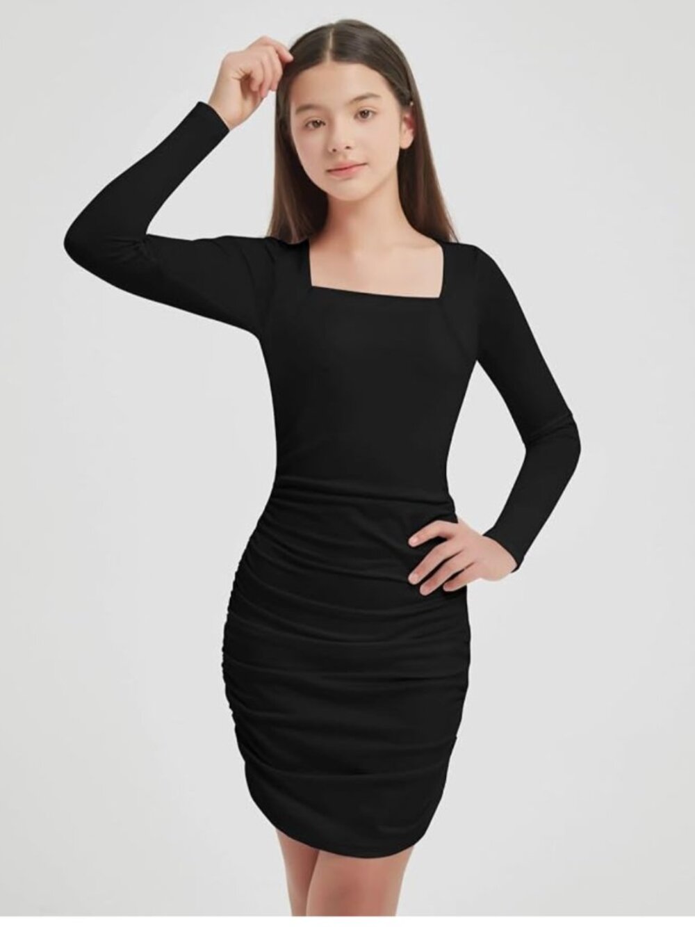 EXARUS Girls Ruched Bodycon Dress (NWT)
